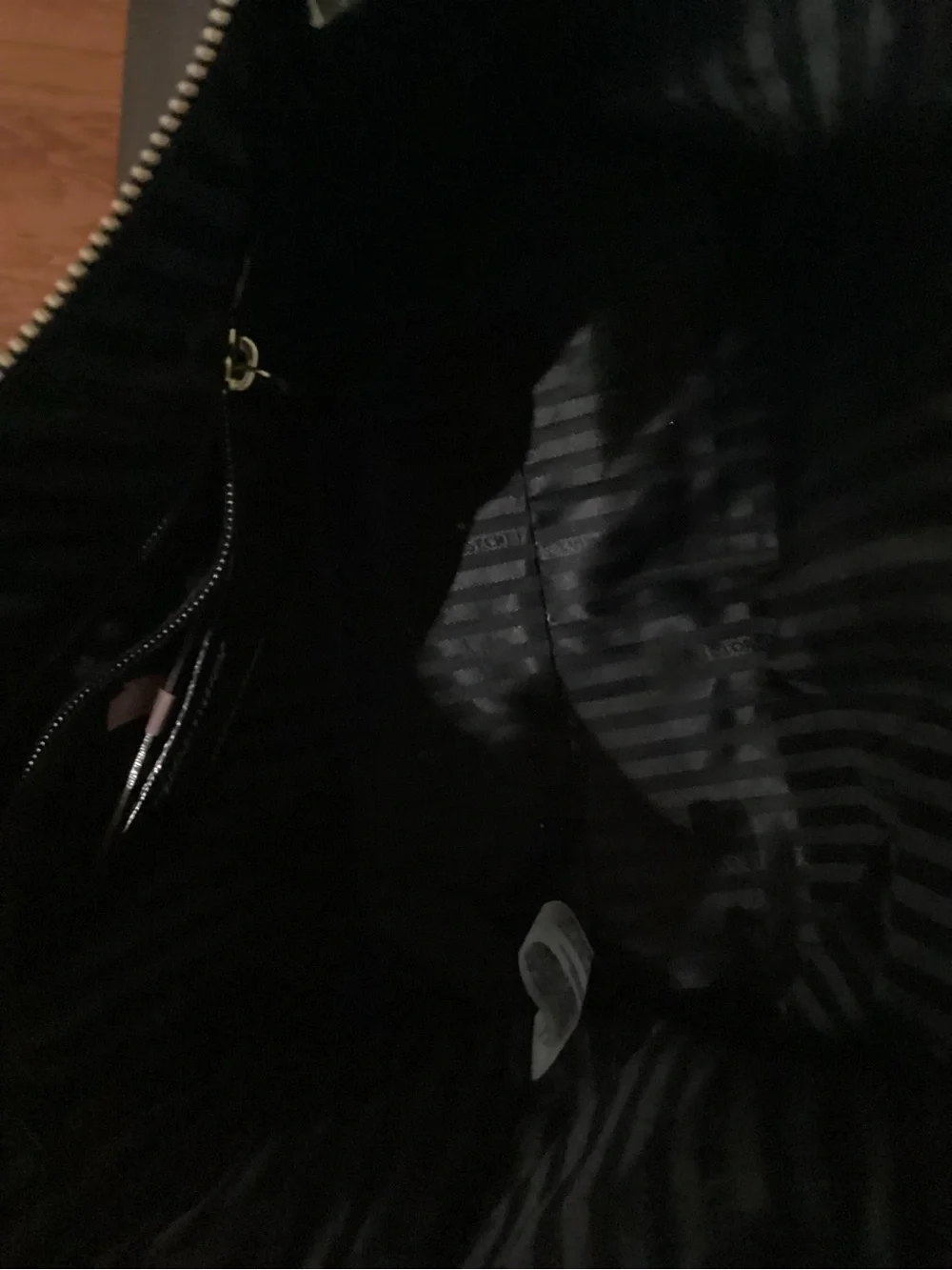 VICTORIA SECRET Black Leather  Bag with Gold Chain Accent